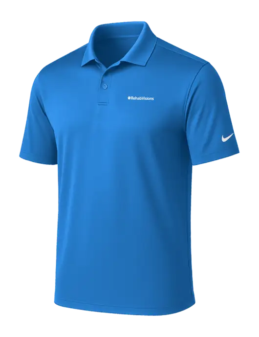 NIKE Light Royal Victory Solid Polo w/RehabVisions Logo
