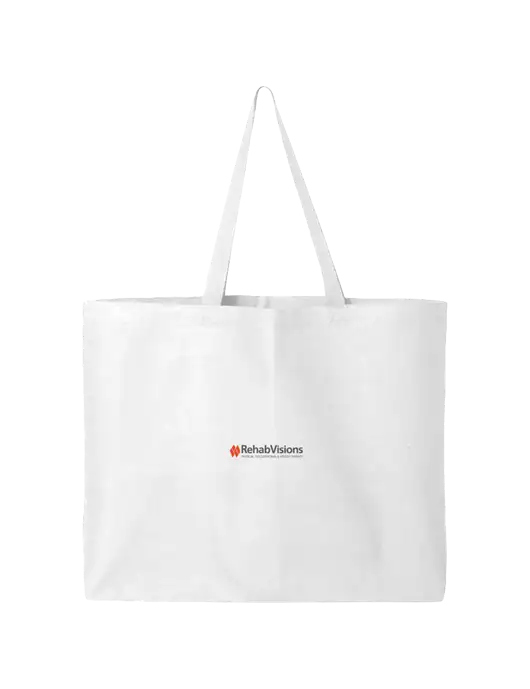 Sturdy Canvas White Tote w/RehabVisions Logo