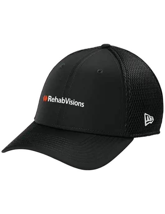 New Era 39THIRTY Performance Stretch Black Mesh Cap w/RehabVisions Logo