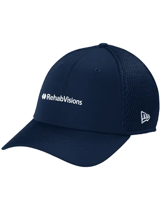 New Era 39THIRTY Performance Stretch Dark Navy Mesh Cap w/RehabVisions Logo