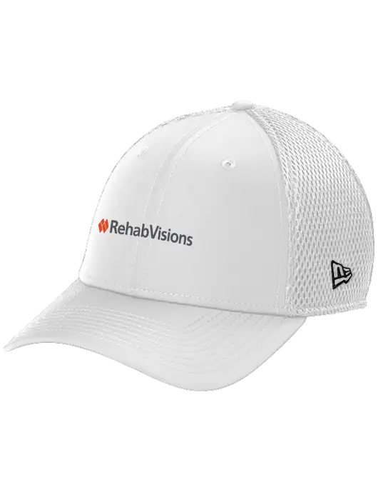 New Era 39THIRTY Performance Stretch White Mesh Cap w/RehabVisions Logo
