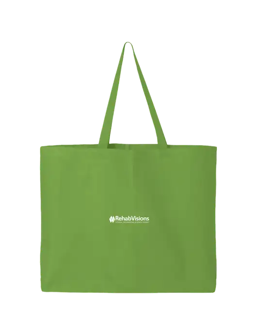 Sturdy Canvas Lime Green Tote w/RehabVisions Logo