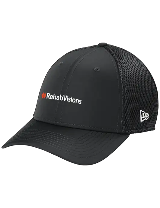 New Era 39THIRTY Performance Stretch Charcoal Grey Mesh Cap w/RehabVisions Logo