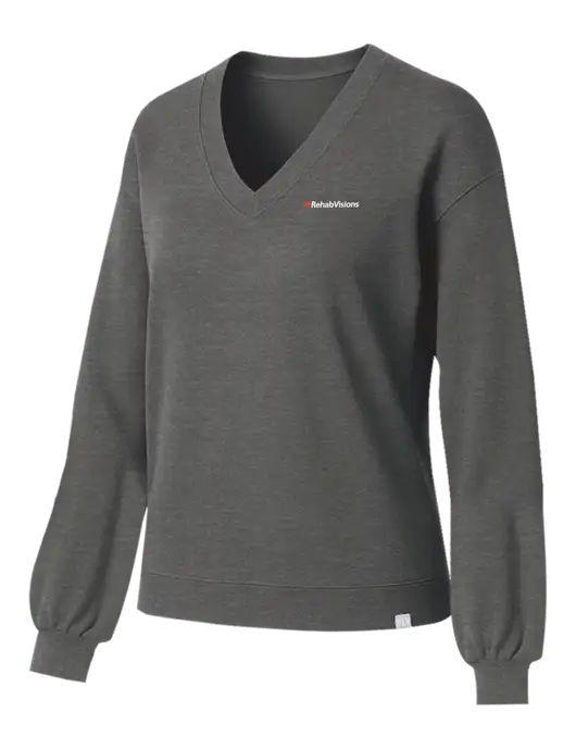 TravisMathew Womens Long Weekend Medium Heather Grey V-Neck
 w/RehabVisions Logo