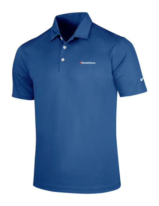 NIKE Dark Royal Dri-Fit Vertical Mesh Polo w/RehabVisions Logo