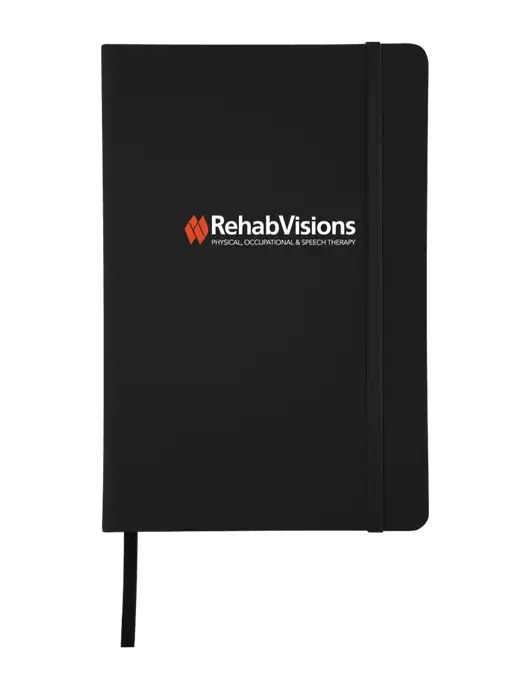 Black Comfort Touch Bound Journal 5 ¾" W x 8 ½” H w/RehabVisions Logo