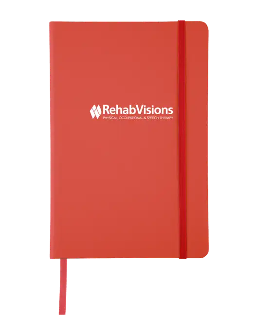Red Comfort Touch Bound Journal 5 ¾" W x 8 ½” H w/RehabVisions Logo