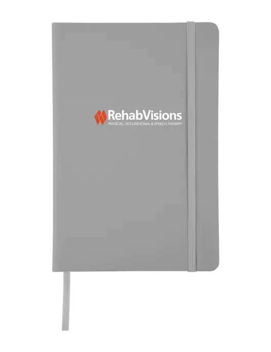 Light Medium Grey Comfort Touch Bound Journal 5 ¾" W x 8 ½” H w/RehabVisions Logo
