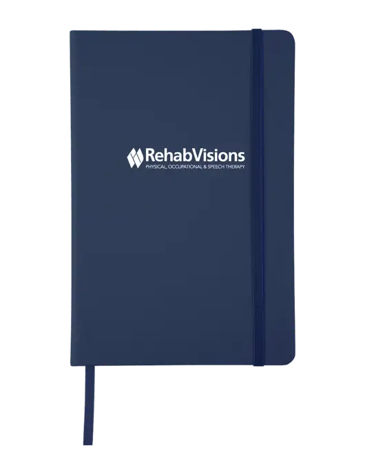 Dark Navy Comfort Touch Bound Journal 5 ¾" W x 8 ½” H w/RehabVisions Logo