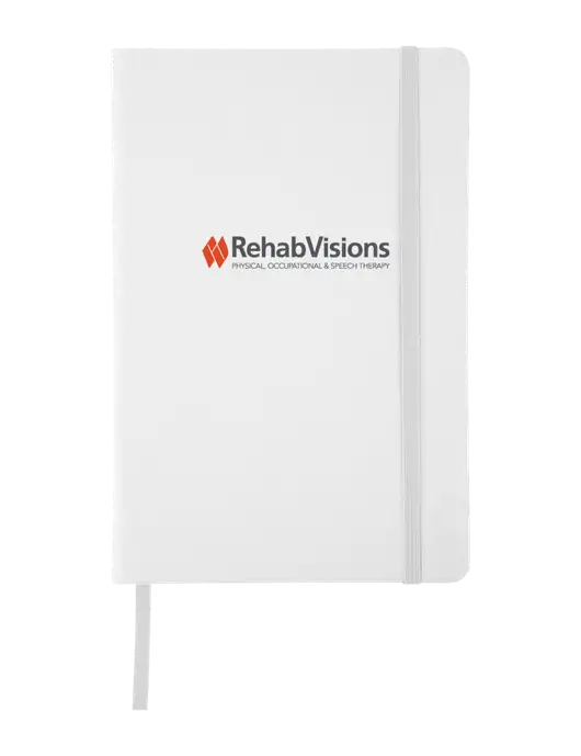 White Comfort Touch Bound Journal 5 ¾" W x 8 ½” H w/RehabVisions Logo