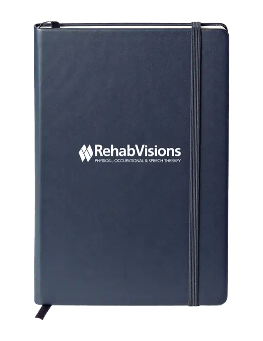 Neoskin Navy Hard Cover Journal 5.75 x 8.375 w/RehabVisions Logo