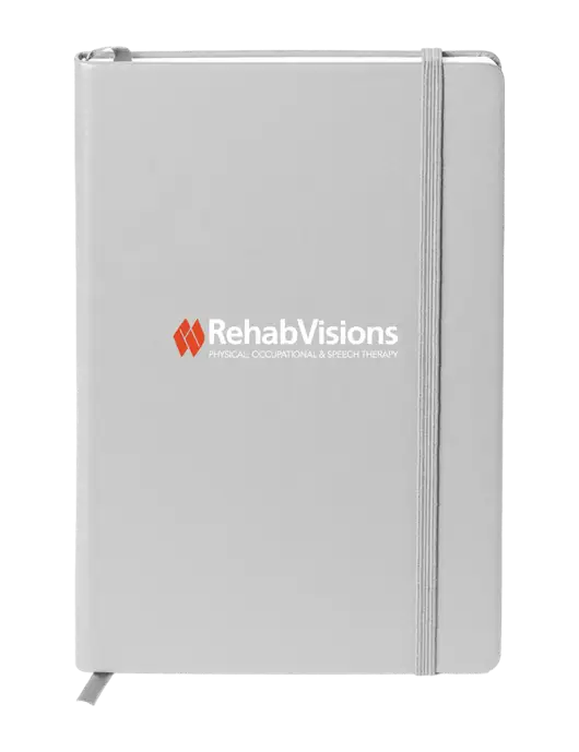 Neoskin Silver Hard Cover Journal 5.75 x 8.375
 w/RehabVisions Logo