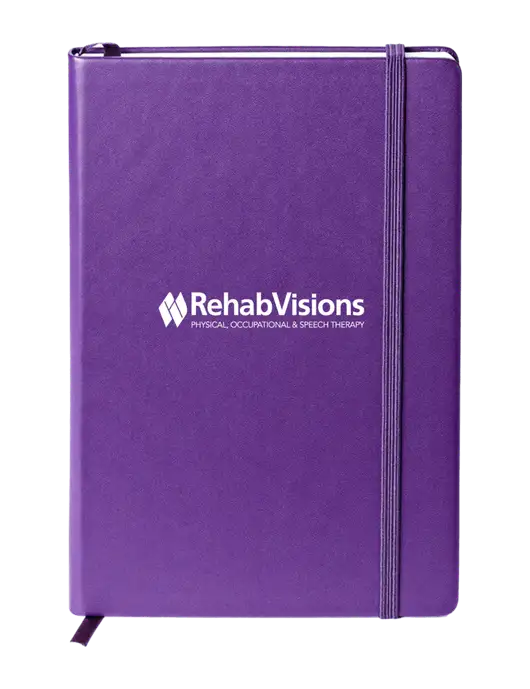 Neoskin Purple Hard Cover Journal 5.75 x 8.375
 w/RehabVisions Logo