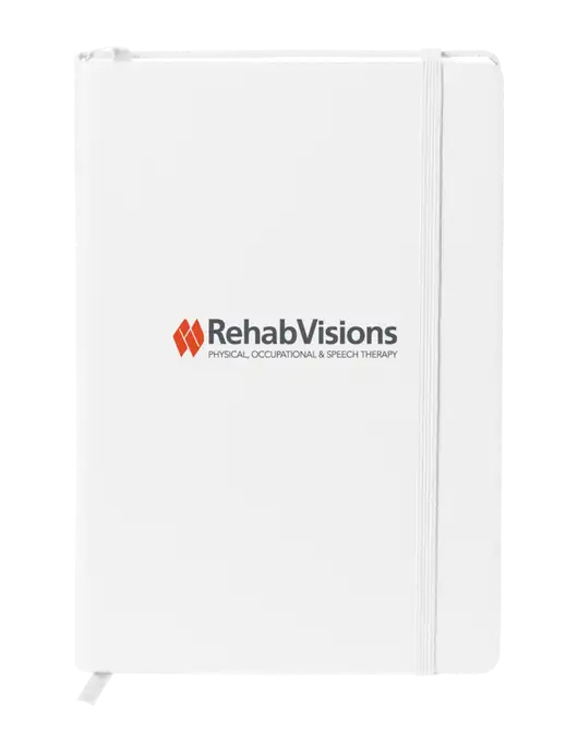 Neoskin White Hard Cover Journal 5.75 x 8.375
 w/RehabVisions Logo