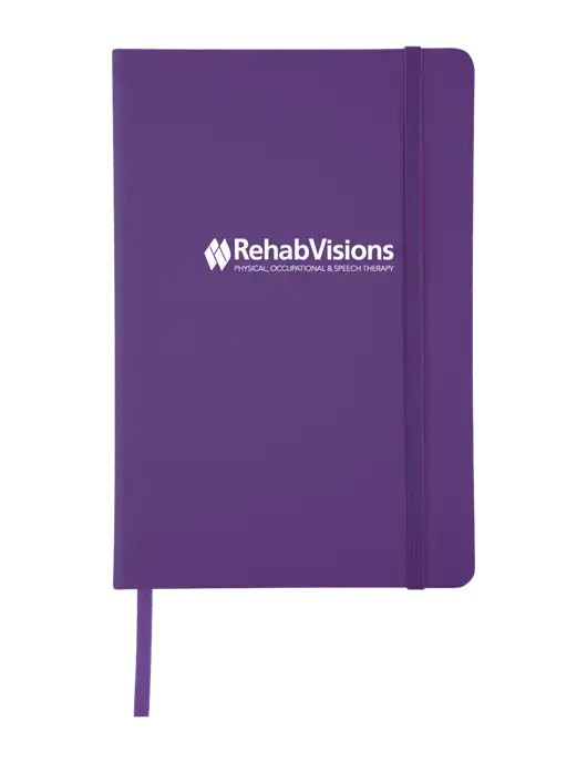 Purple Comfort Touch Bound Journal 5 ¾" W x 8 ½” H w/RehabVisions Logo
