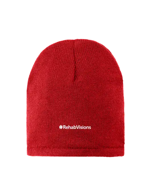 Red Fleece-Lined Beanie Cap w/RehabVisions Logo