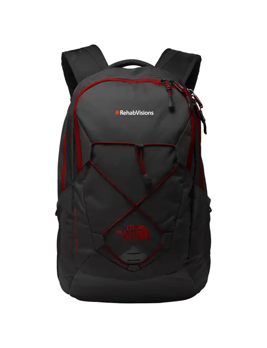 The North Face Very Dark Grey/Red Groundwork Backpack w/RehabVisions Logo