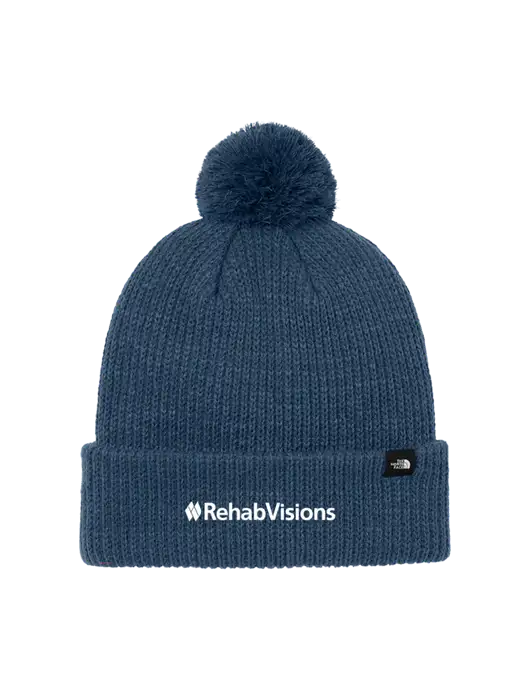 The North Face Light Navy Pom Beanie w/RehabVisions Logo