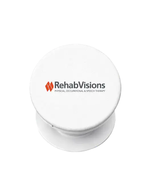White PopPal Cell Phone Holder w/RehabVisions Logo