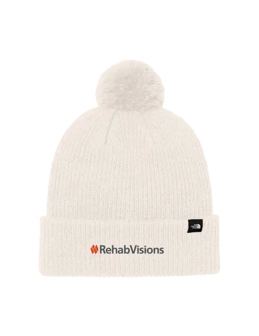 The North Face Ivory Pom Beanie w/RehabVisions Logo