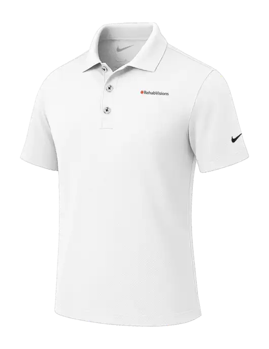 Nike White Tech Basic Dri-FIT Polo
 w/RehabVisions Logo