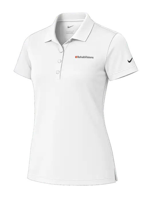 Nike Womens White Tech Basic Dri-FIT Polo
 w/RehabVisions Logo