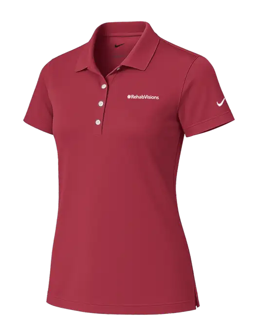 Nike Womens Red Tech Basic Dri-FIT Polo
 w/RehabVisions Logo