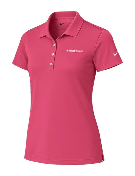 Nike Womens Dark Pink Tech Basic Dri-FIT Polo
 w/RehabVisions Logo