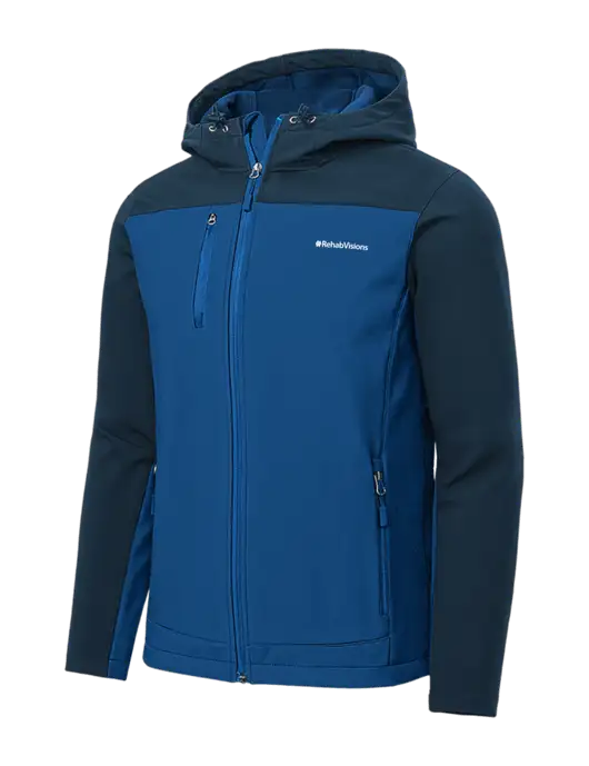 Hooded Core Royal/Navy Soft Shell Jacket w/RehabVisions Logo