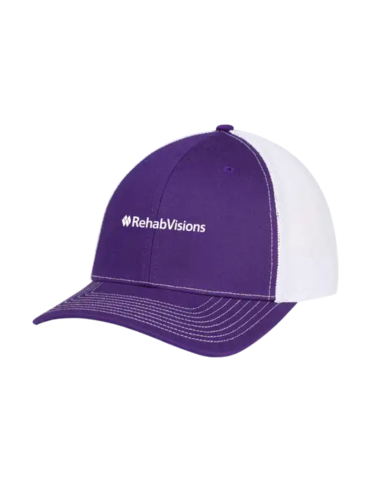 Richardson Adjustable Snapback Original 112 Trucker Cap Purple w/White Mesh w/RehabVisions Logo