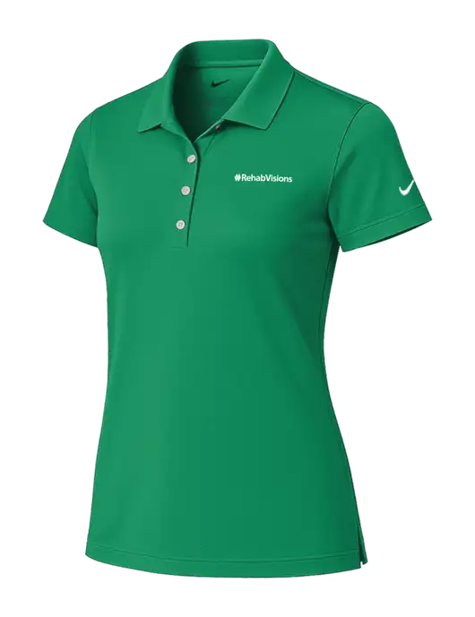 Nike Womens Kelly Green Tech Basic Dri-FIT Polo
 w/RehabVisions Logo