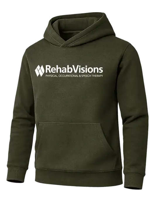 Cornerstone Dark Olive Green Tough Heavyweight Fleece Pullover Hoodie w/RehabVisions Logo