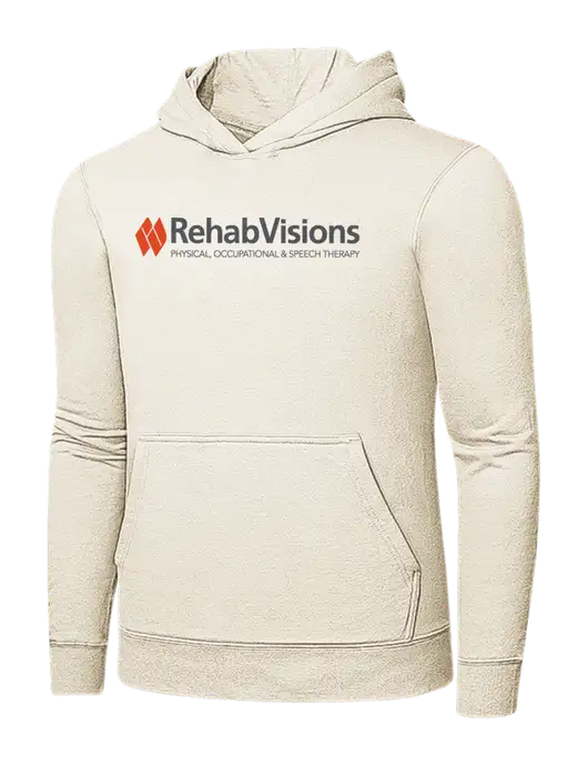 Very Light Tan 7.8 oz Ring Spun Hooded Sweatshirt w/RehabVisions Logo