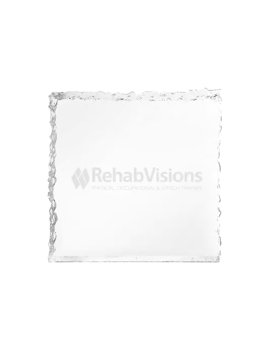 3" x 3" Clear Crushed Ice Acrylic Paperweight w/RehabVisions Logo