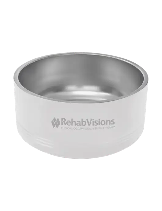 Polar Camel 64 oz. Large White Pet Bowl w/RehabVisions Logo