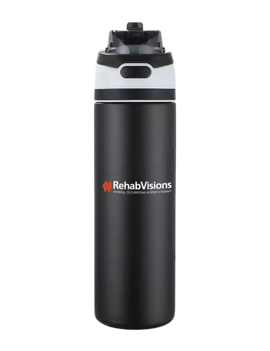 Black Sip or Flip 24oz Vacuum Insulated Stainless Steel Bottle  w/RehabVisions Logo