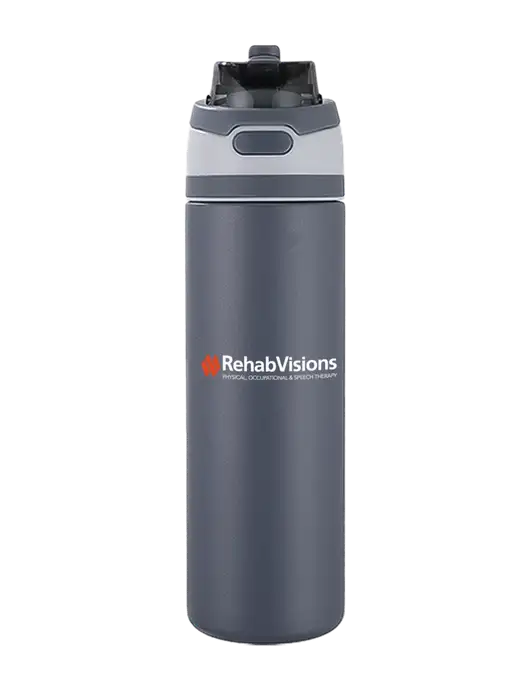 Medium Dark Grey Sip or Flip 24oz Vacuum Insulated Stainless Steel Bottle  w/RehabVisions Logo