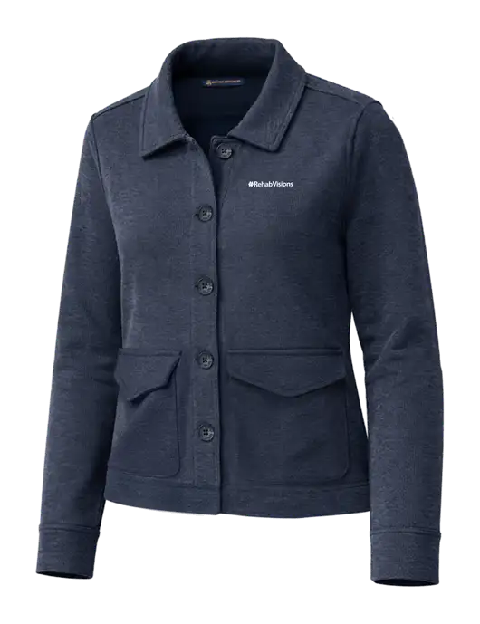 Brooks Brothers Womens Mid-Layer Dark Navy Heather Stretch Button Jacket w/RehabVisions Logo