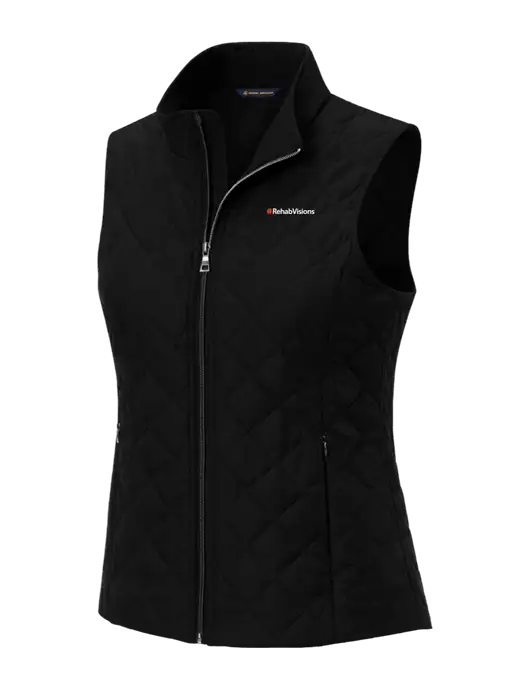 Brooks Brothers Womens Black Quilted Vest w/RehabVisions Logo