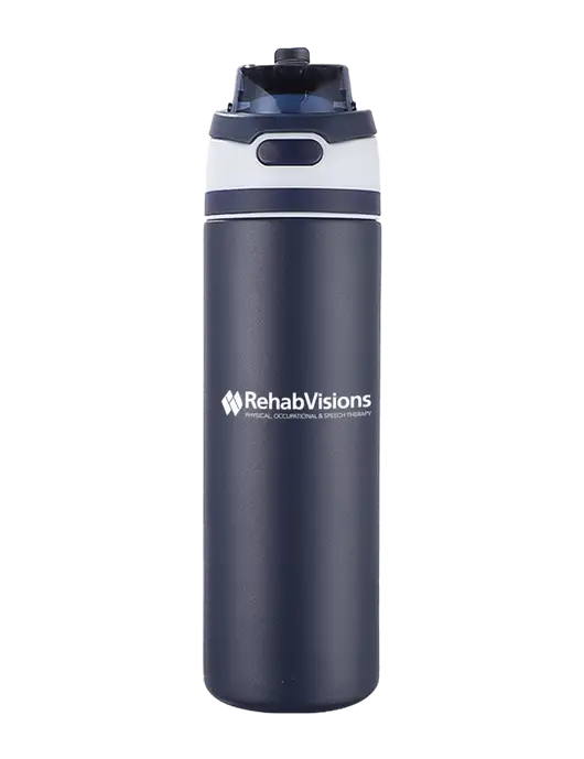 Navy Sip or Flip 24oz Vacuum Insulated Stainless Steel Bottle  w/RehabVisions Logo