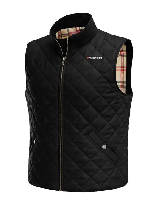 Brooks Brothers Black Quilted Vest w/RehabVisions Logo
