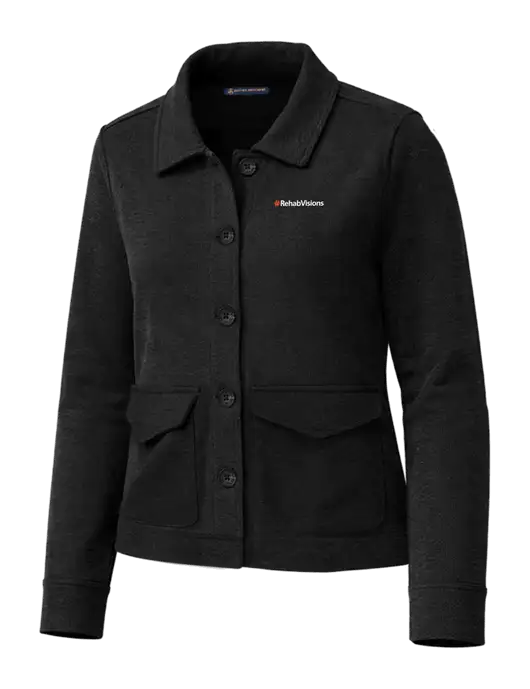 Brooks Brothers Womens Mid-Layer Black Heather Stretch Button Jacket w/RehabVisions Logo