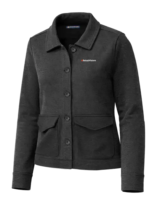 Brooks Brothers Womens Mid-Layer Very Dark Grey Heather Stretch Button Jacket w/RehabVisions Logo
