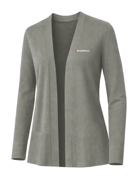 Brooks Brothers Womens Cotton Stretch Long Light Grey Cardigan Sweater w/RehabVisions Logo