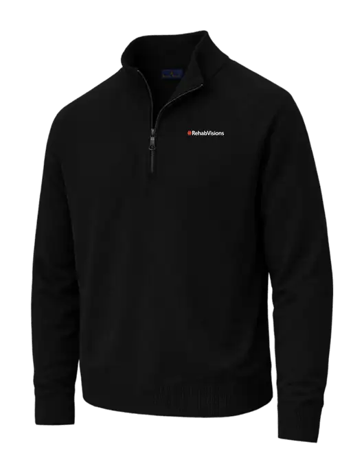 Brooks Brothers Cotton Stretch 1/4-Zip Black Sweater w/RehabVisions Logo
