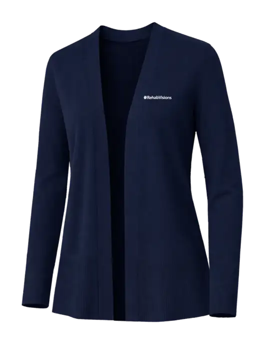 Brooks Brothers Womens Cotton Stretch Long Navy Cardigan Sweater w/RehabVisions Logo