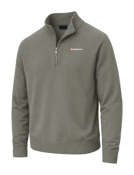 Brooks Brothers Cotton Stretch 1/4-Zip Light Grey Heather Sweater w/RehabVisions Logo