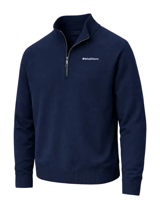 Brooks Brothers Cotton Stretch 1/4-Zip Navy Sweater w/RehabVisions Logo