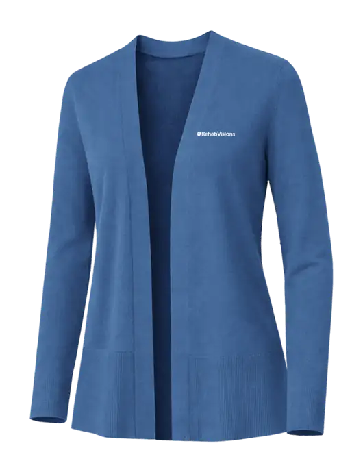Brooks Brothers Womens Cotton Stretch Long Light Blue Cardigan Sweater w/RehabVisions Logo