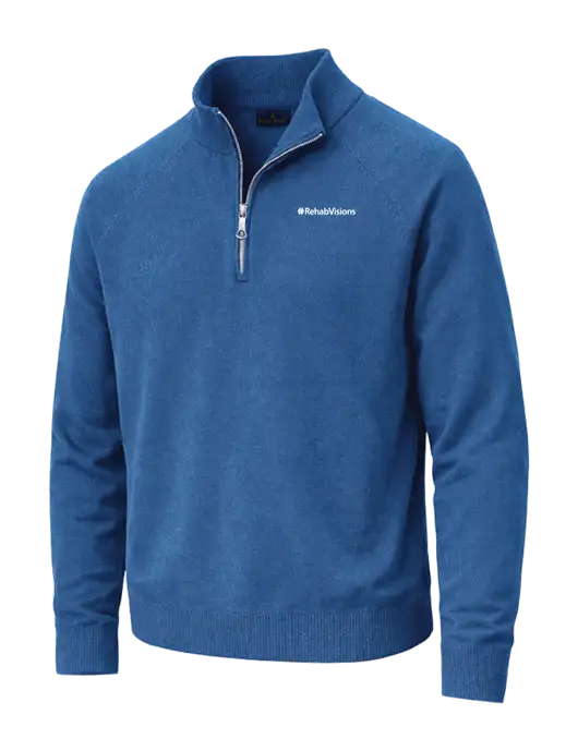 Brooks Brothers Cotton Stretch 1/4-Zip Light Blue Sweater w/RehabVisions Logo